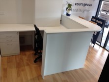 Custom Reception Desk And Counter Top With Attached Return And Mobile Pedestal
